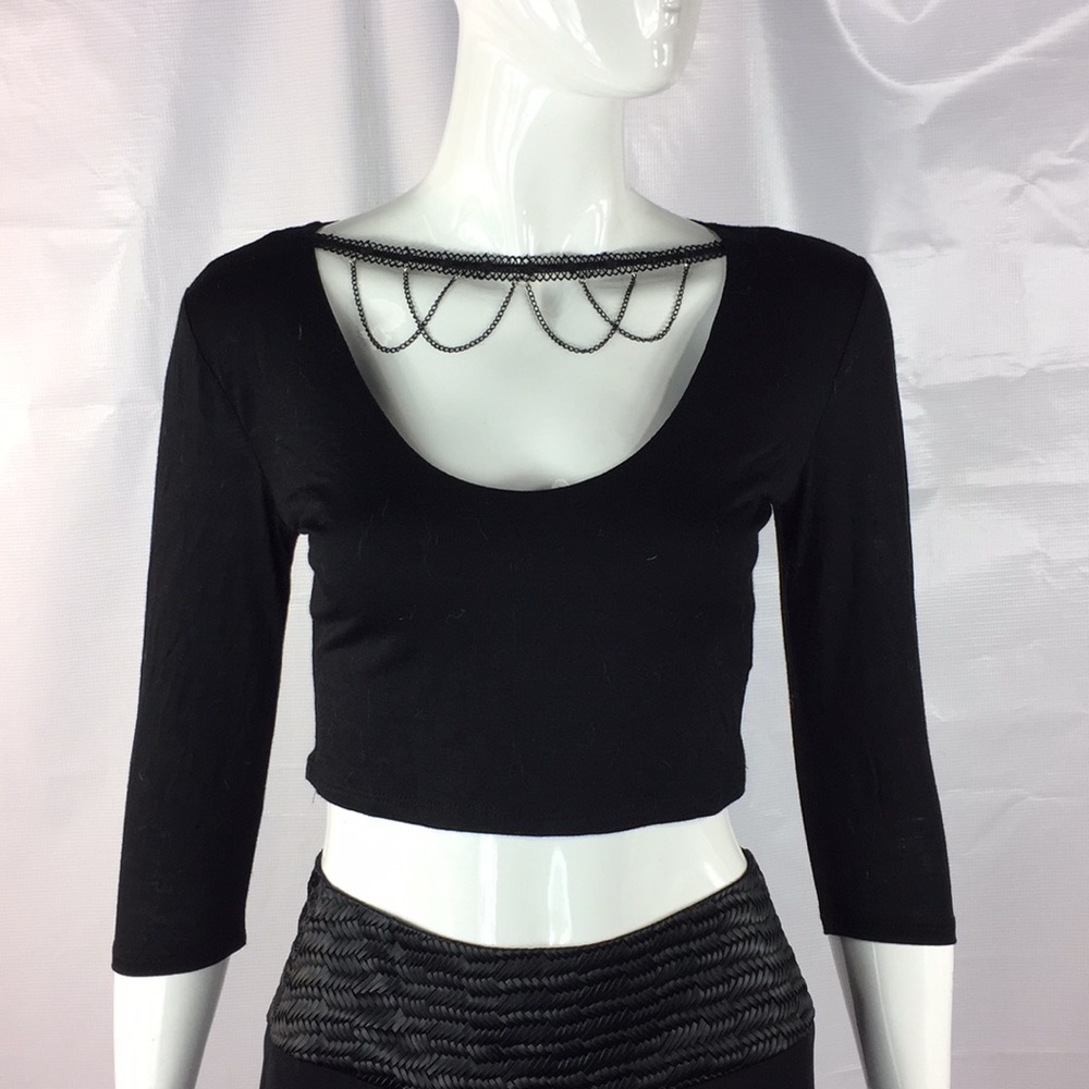 Cute black crop top with chains